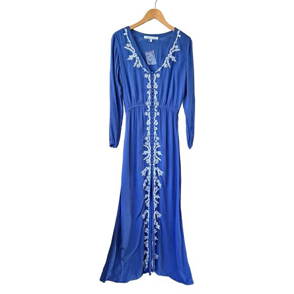 Lovers & Friends Valentine Embroidered Button Front Maxi Dress Size Small - Picture 12 of 15